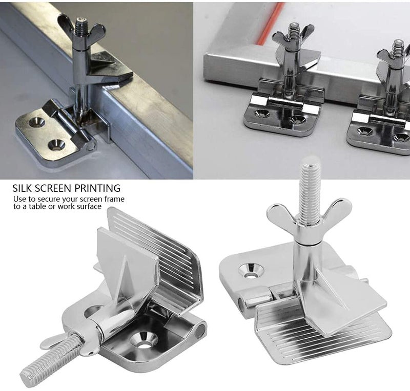INTBUYING Screen Frame Butterfly Hinge Clamps Screen Printing Clamp Galvanized Alloy 2PCs with Screw DIY Tool - Image 2